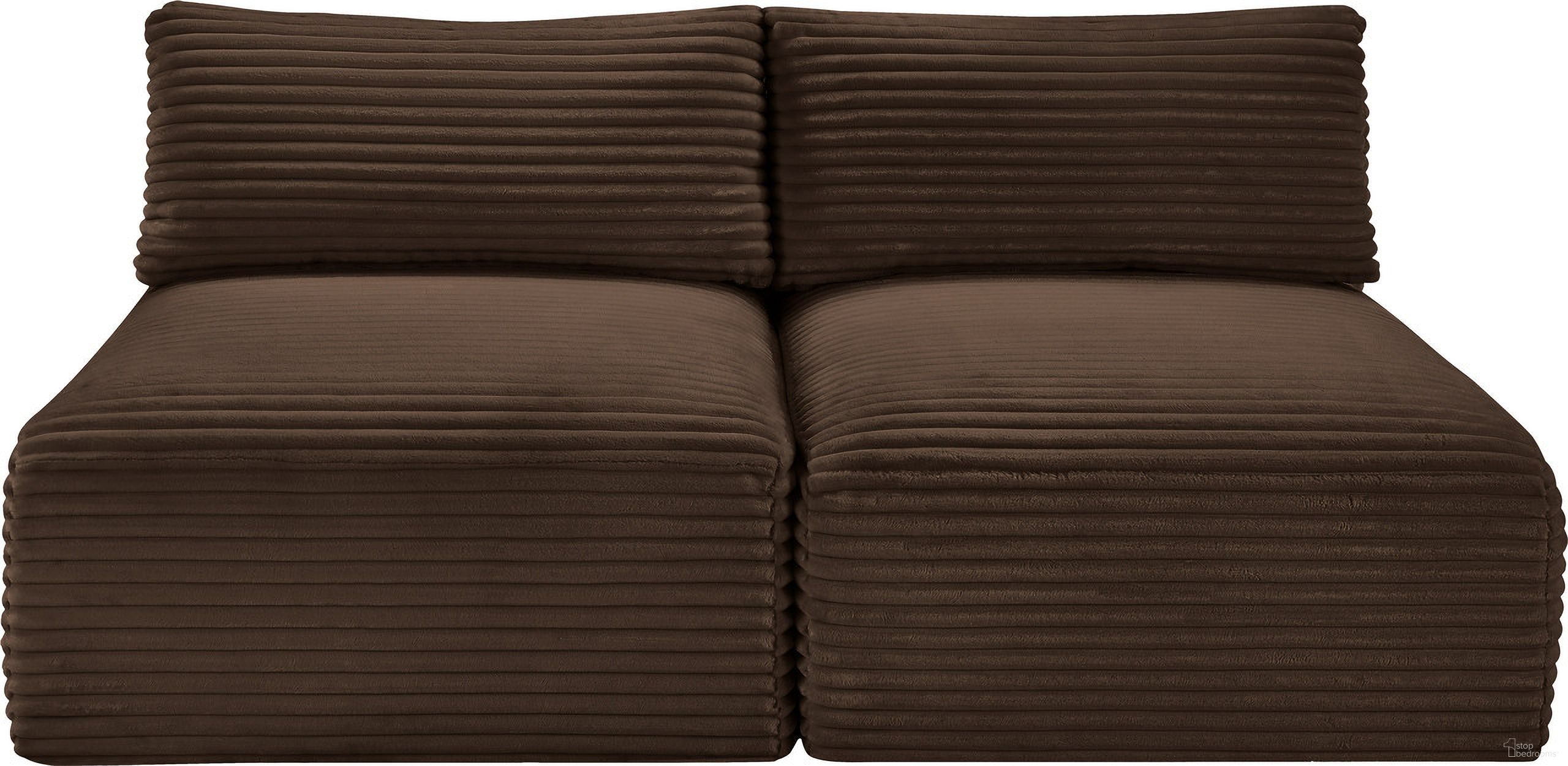 The appearance of Shaggy Corduroy Performance Fabric 2 Piece Modular Sofa In Brown designed by Meridian in the modern / contemporary interior design. This brown piece of furniture was selected by 1StopBedrooms from Shaggy Collection to add a touch of cosiness and style into your home. Sku: 641Brown-Armless;641Brown-Armless. Material: Fabric.