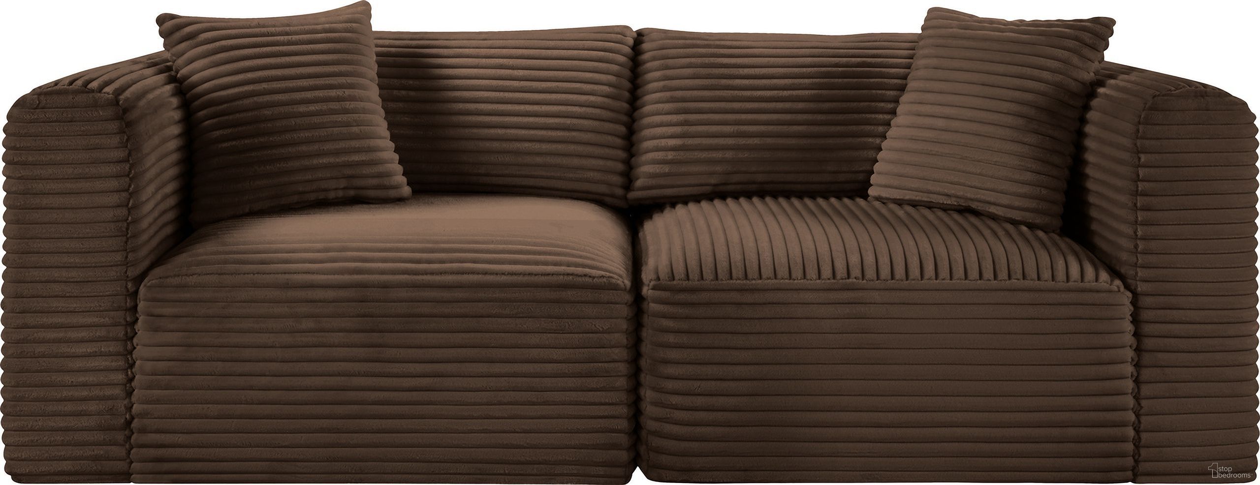The appearance of Shaggy Corduroy Performance Fabric 2 Piece Modular Sofa In Brown designed by Meridian in the modern / contemporary interior design. This brown piece of furniture was selected by 1StopBedrooms from Shaggy Collection to add a touch of cosiness and style into your home. Sku: 641Brown-Corner;641Brown-Corner. Material: Fabric.