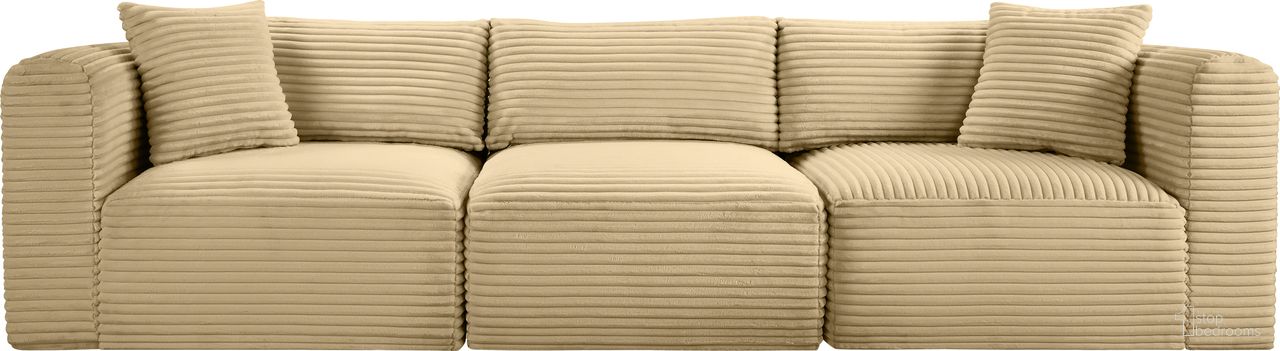 The appearance of Shaggy Corduroy Performance Fabric 3 Piece Modular Sofa In Camel designed by Meridian in the modern / contemporary interior design. This camel piece of furniture  was selected by 1StopBedrooms from Shaggy Collection to add a touch of cosiness and style into your home. Sku: 641Camel-Armless;641Camel-Corner;641Camel-Corner. Material: Fabric.