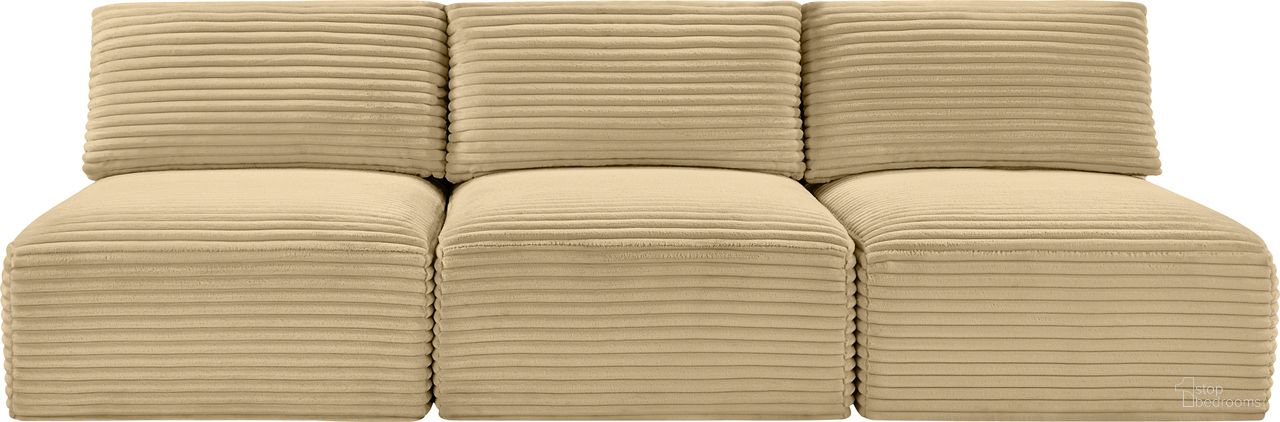 The appearance of Shaggy Corduroy Performance Fabric 3 Piece Modular Sofa In Camel designed by Meridian in the modern / contemporary interior design. This camel piece of furniture was selected by 1StopBedrooms from Shaggy Collection to add a touch of cosiness and style into your home. Sku: 641Camel-Armless;641Camel-Armless;641Camel-Armless. Material: Fabric.
