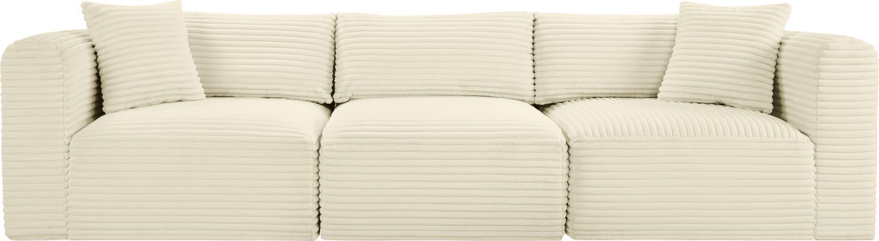The appearance of Shaggy Corduroy Performance Fabric 3 Piece Modular Sofa In Cream designed by Meridian in the modern / contemporary interior design. This cream piece of furniture was selected by 1StopBedrooms from Shaggy Collection to add a touch of cosiness and style into your home. Sku: 641Cream-Armless;641Cream-Corner;641Cream-Corner. Material: Fabric.