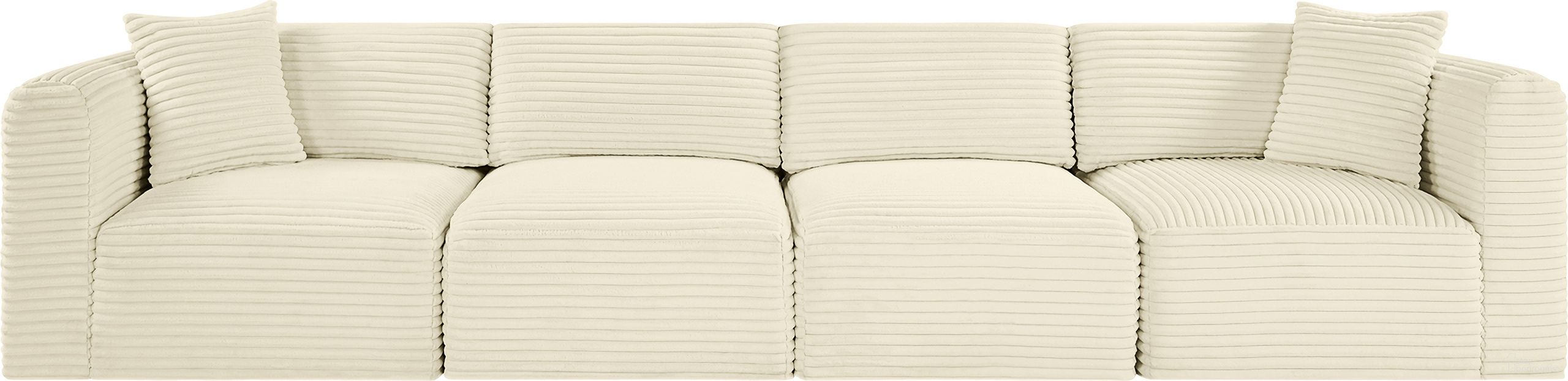 The appearance of Shaggy Corduroy Performance Fabric 4 Piece Modular Sofa In Cream designed by Meridian in the modern / contemporary interior design. This cream piece of furniture was selected by 1StopBedrooms from Shaggy Collection to add a touch of cosiness and style into your home. Sku: 641Cream-Armless;641Cream-Armless;641Cream-Corner;641Cream-Corner. Material: Fabric.