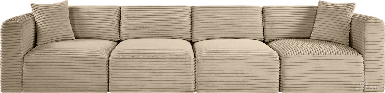 The appearance of Shaggy Corduroy Performance Fabric 4 Piece Modular Sofa In Taupe designed by Meridian in the modern / contemporary interior design. This taupe piece of furniture  was selected by 1StopBedrooms from Shaggy Collection to add a touch of cosiness and style into your home. Sku: 641Taupe-Armless;641Taupe-Armless;641Taupe-Corner;641Taupe-Corner. Material: Fabric.