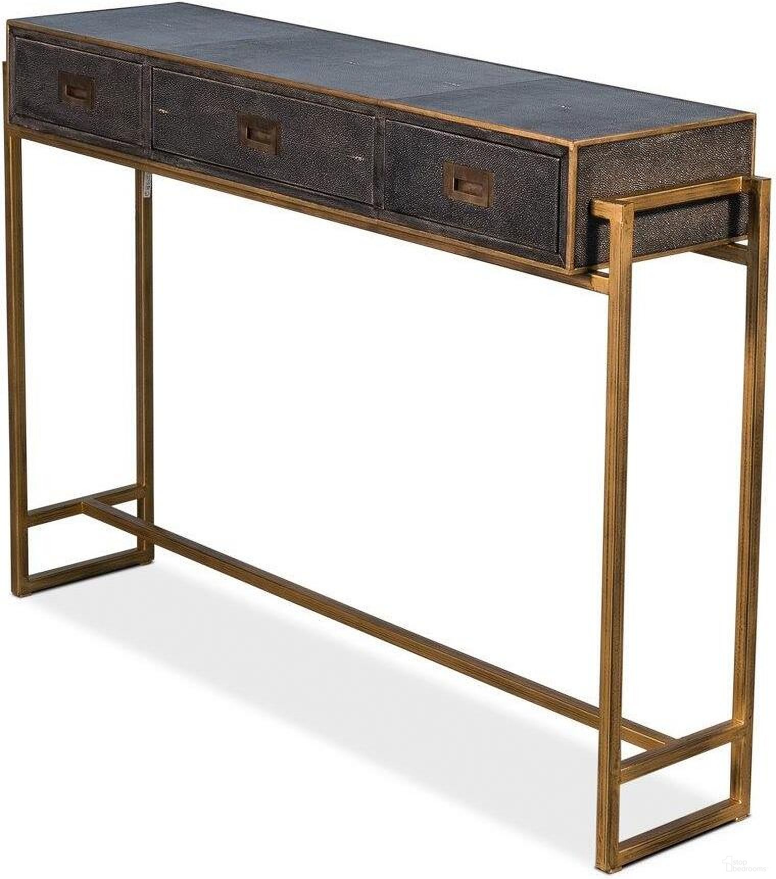 The appearance of Shagreen Gold And Gray Console Table designed by Sarreid in the transitional interior design. This gray and gold piece of furniture was selected by 1StopBedrooms from Shagreen Collection to add a touch of cosiness and style into your home. Sku: 52982.