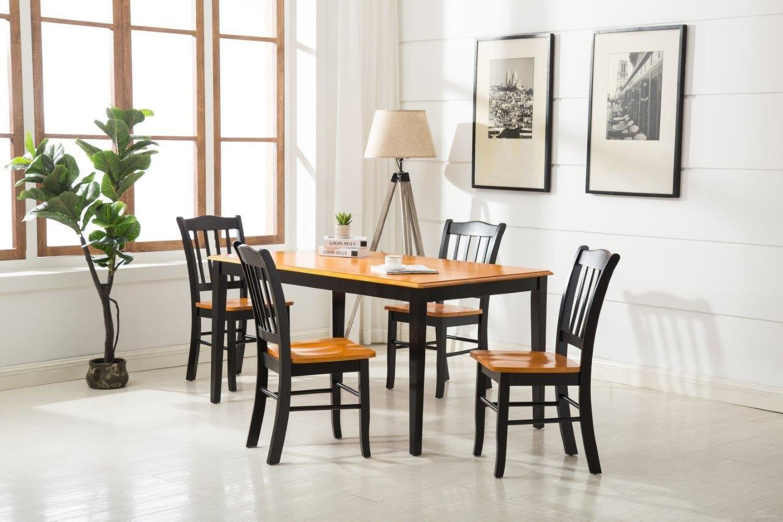 The appearance of Shaker 5 Piece Dining Set In Black And Oak designed by Boraam Industries in the modern / contemporary interior design. This rustic oak and black piece of furniture  was selected by 1StopBedrooms from Shaker Collection to add a touch of cosiness and style into your home. Sku: 30536;30536;70536. Material: Rubberwood.