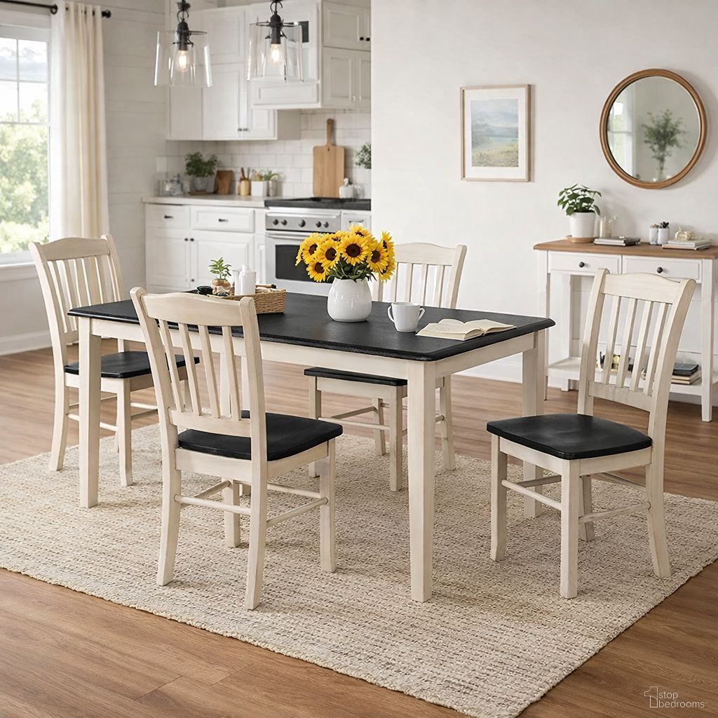 Shaker 5-Piece Dining Set In European Black Ash And Antique White