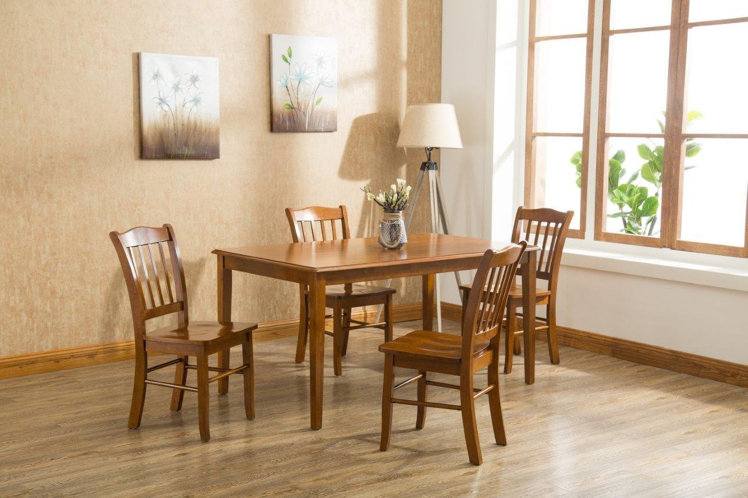 The appearance of Shaker 5-Piece Dining Set In Walnut designed by Boraam Industries in the traditional interior design. This walnut piece of furniture was selected by 1StopBedrooms from Shaker Collection to add a touch of cosiness and style into your home. Sku: 70636;30636;30636. Material: Rubberwood.