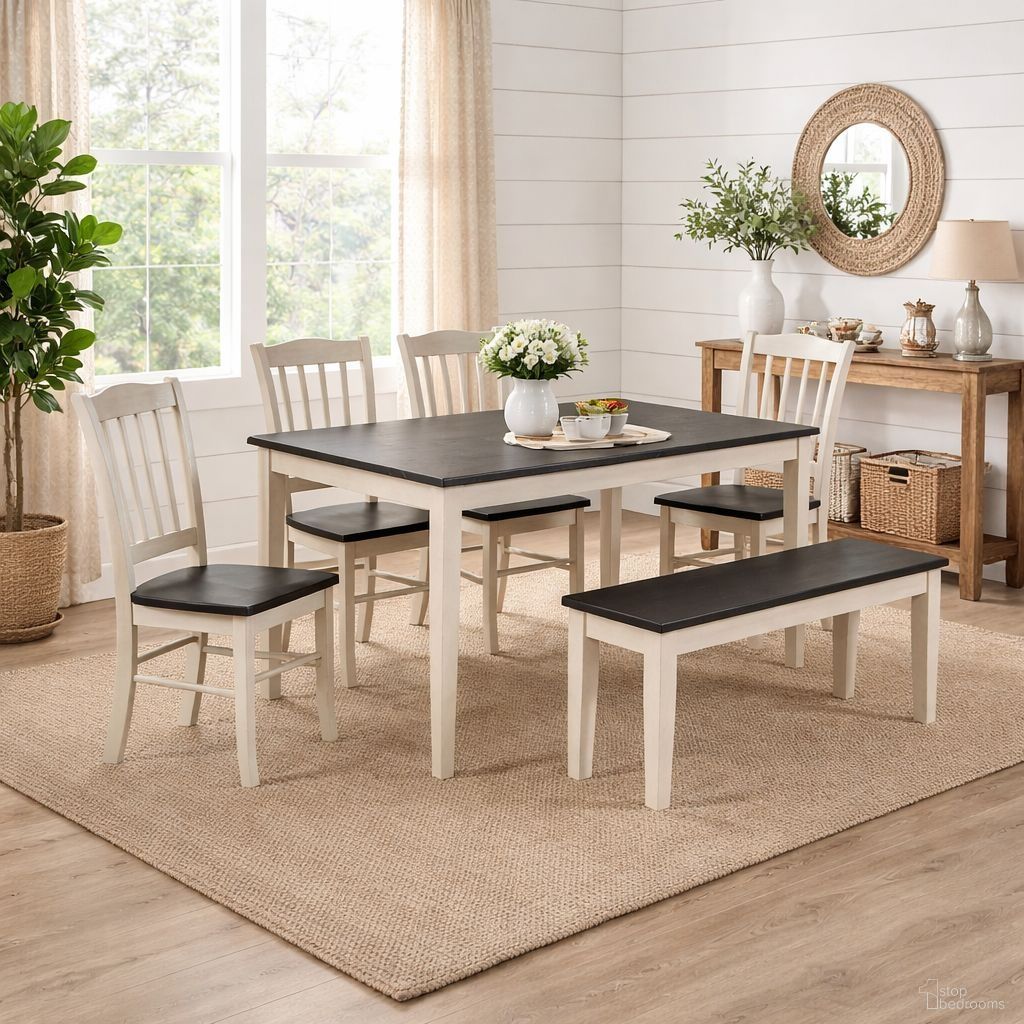 Shaker 6-Piece Dining Set In European Black Ash And Antique White