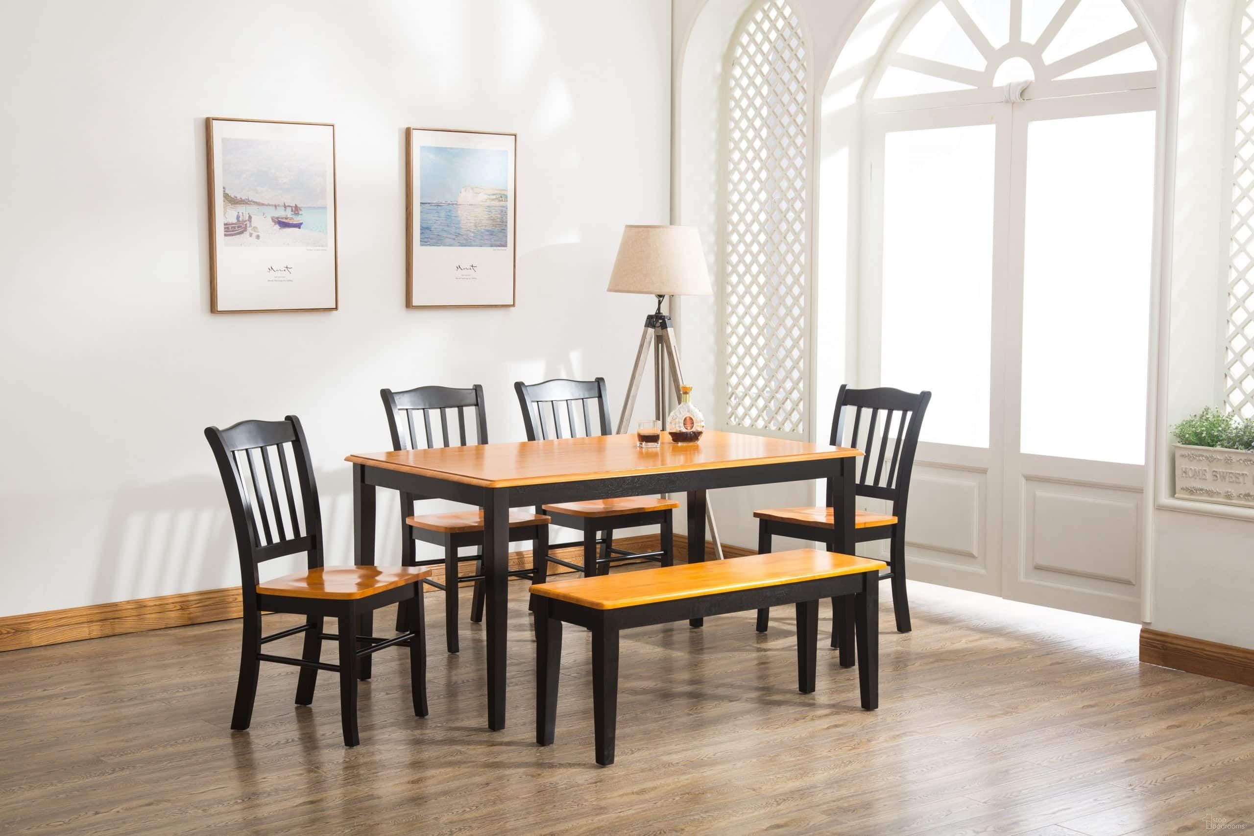 Shaker 6-Piece Dining Set In Oak and Black