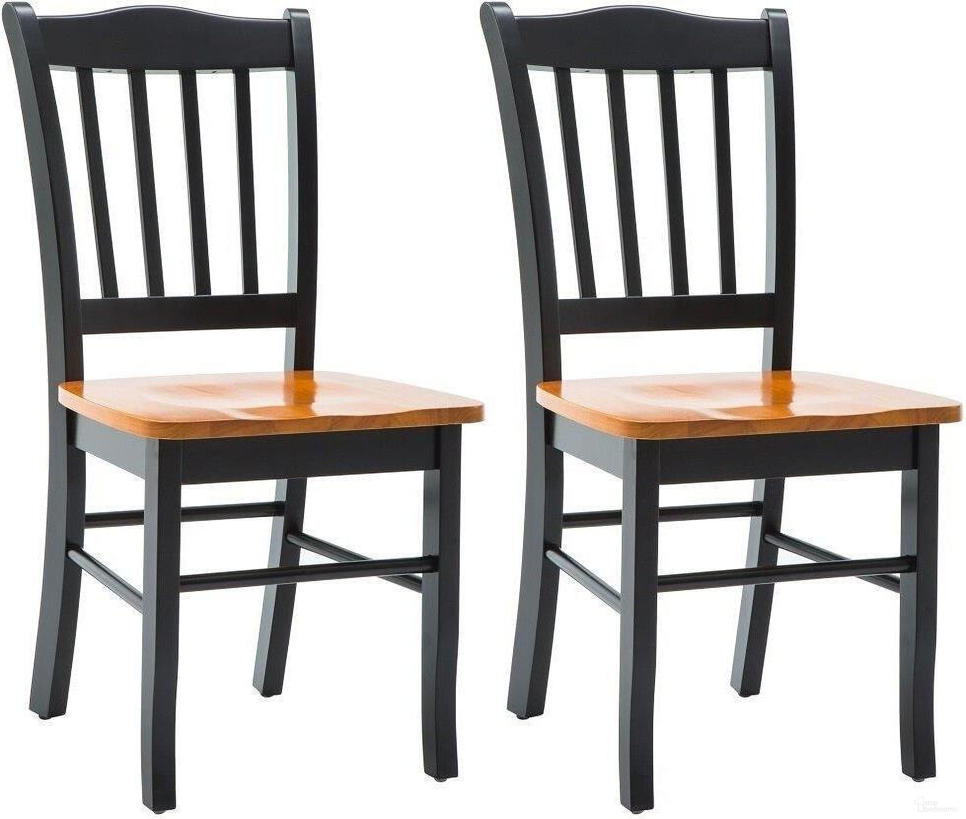 Shaker Dining Chair Set of 2 In Black And Oak
