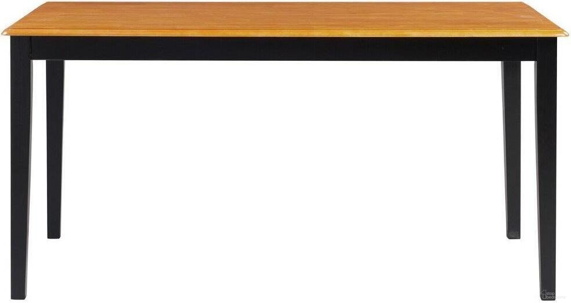 The appearance of Shaker Rectangular Wood Dining Table In Black And Oak designed by Boraam Industries in the modern / contemporary interior design. This rustic oak and black piece of furniture was selected by 1StopBedrooms from Shaker Collection to add a touch of cosiness and style into your home. Sku: 70536. Table Base Style: Legs. Table Top Shape: Rectangular. Material: Rubberwood. Size: 60" x 36".
