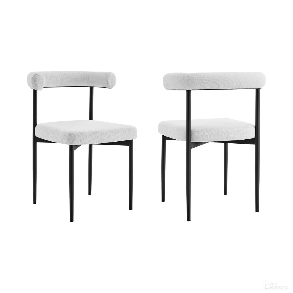 Shannon Dining Chair with Matte Black Iron and Cream Fabric Set of 2