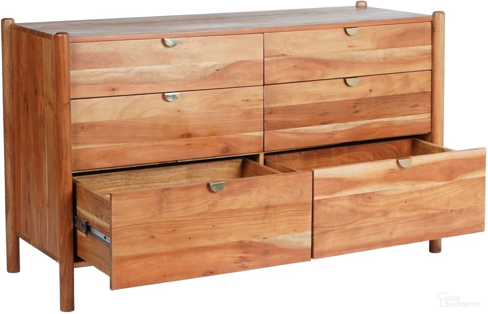 The appearance of Shanti 6 Drawer Wood Dresser In Natural and Gold designed by Safavieh Couture in the modern / contemporary interior design. This natural/gold piece of furniture was selected by 1StopBedrooms from Shanti Collection to add a touch of cosiness and style into your home. Sku: SFV5764A. Material: Wood.