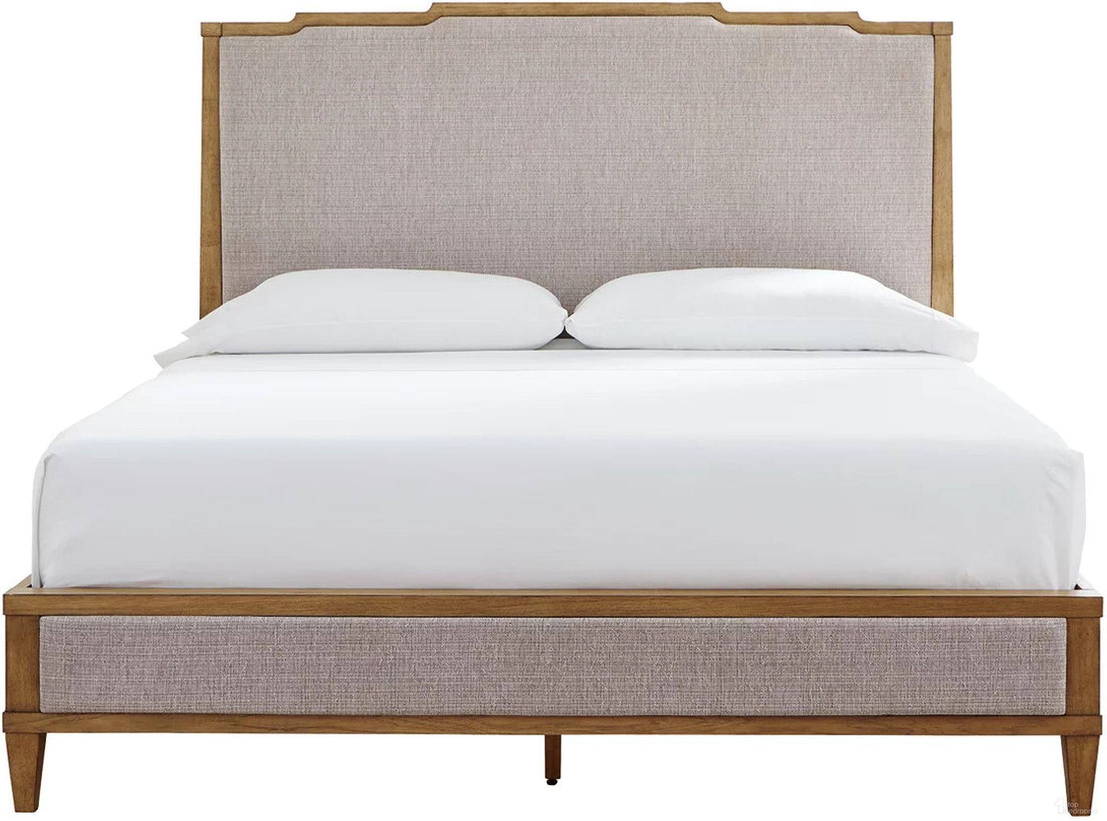 The appearance of Sharlance California King Upholstered Panel Bed In Light Brown designed by Signature Design by Ashley in the transitional interior design. This light brown piece of furniture was selected by 1StopBedrooms from Sharlance Collection to add a touch of cosiness and style into your home. Sku: B895-58;B895-94. Bed Type: Panel Bed. Material: Fabric. Bed Size: California King.