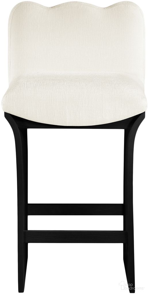 Shaw Chenille Fabric Upholstered Counter Stool In Cream and Black
