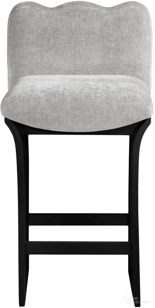 Shaw Chenille Fabric Upholstered Counter Stool In Grey and Black
