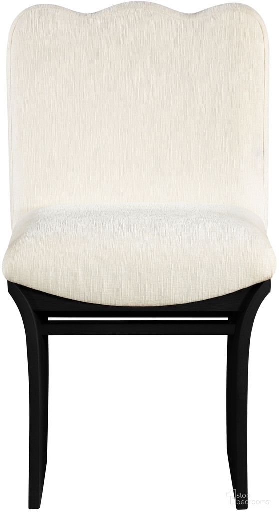 Shaw Chenille Fabric Upholstered Dining Chair In Cream and Black