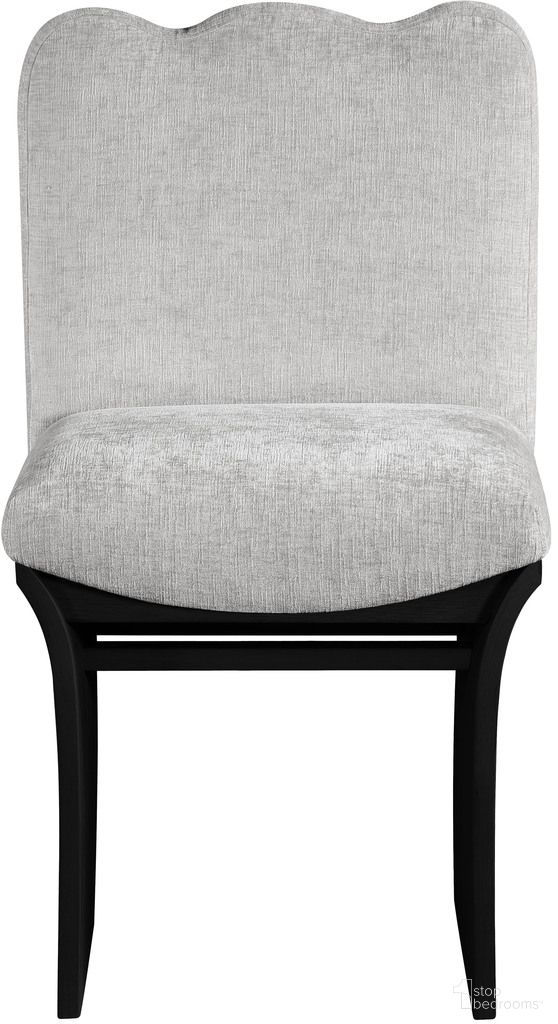 Shaw Chenille Fabric Upholstered Dining Chair In Grey and Black