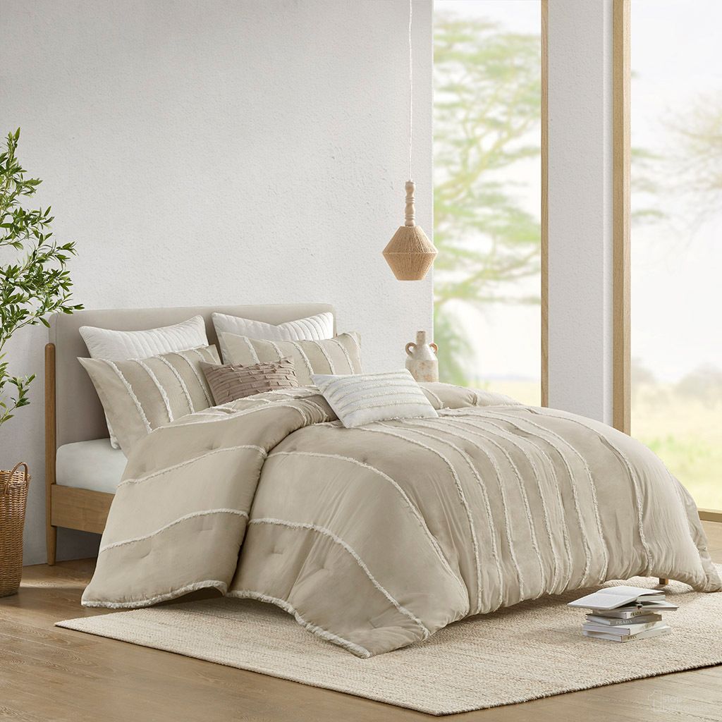 The appearance of Shay 3 Piece Striped Cotton Full/Queen Comforter Set In Taupe designed by Olliix in the modern / contemporary interior design. This taupe piece of furniture was selected by 1StopBedrooms from Shay Collection to add a touch of cosiness and style into your home. Sku: II10-1324. Bed Size: Full. Material: Cotton.