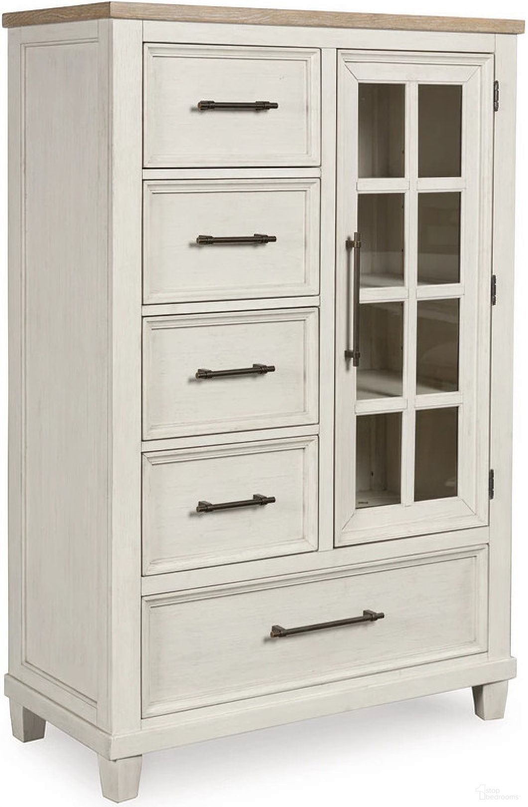 The appearance of Shaybrock Door Chest In White and Brown designed by Signature Design by Ashley in the transitional interior design. This antique white/brown piece of furniture was selected by 1StopBedrooms from Shaybrock Collection to add a touch of cosiness and style into your home. Sku: B683-48. Material: Wood.