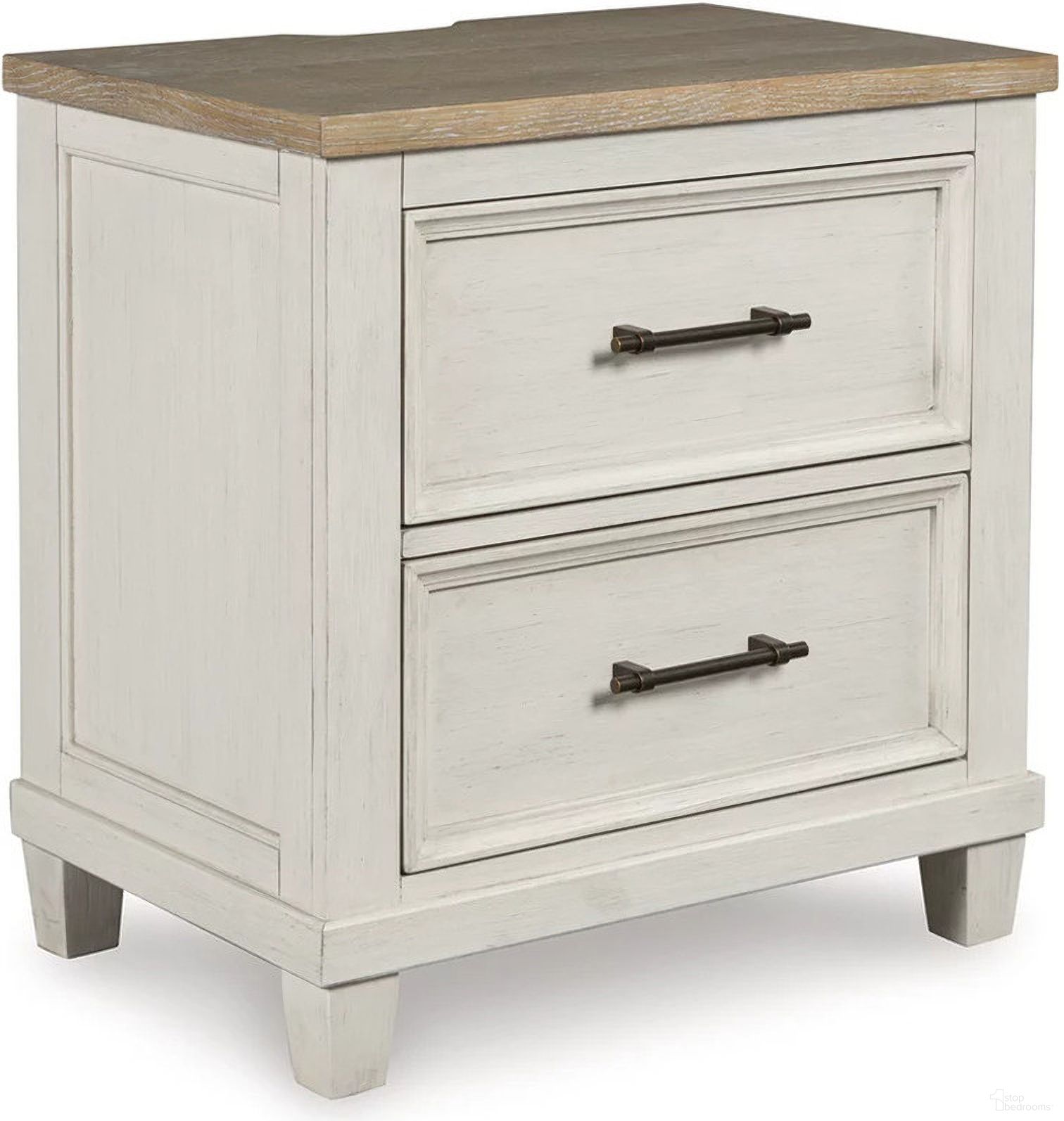 The appearance of Shaybrock Nightstand In White and Brown designed by Signature Design by Ashley in the transitional interior design. This antique white/brown piece of furniture was selected by 1StopBedrooms from Shaybrock Collection to add a touch of cosiness and style into your home. Sku: B683-92. Material: Wood.