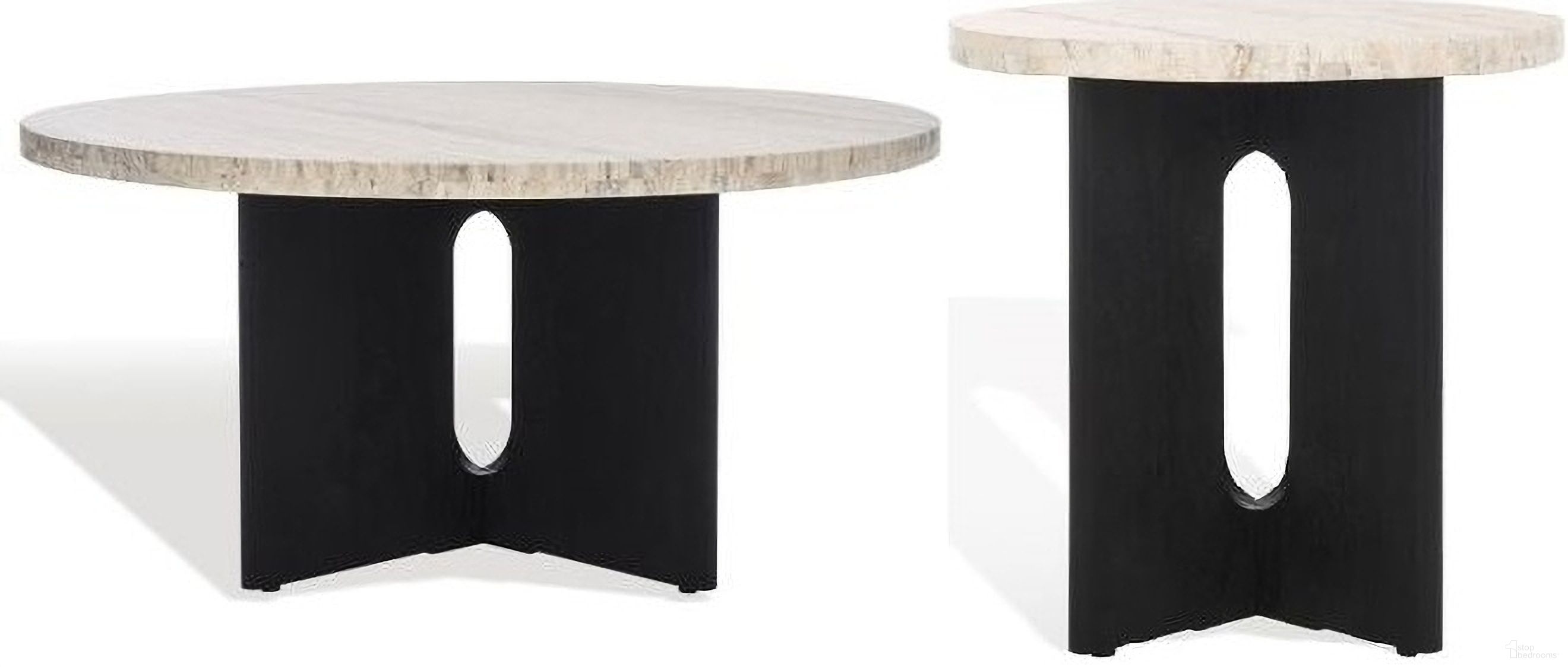The appearance of Shayna Occasional Table Set In Travertine and Black designed by Safavieh Couture in the modern / contemporary interior design. This travertine/black piece of furniture  was selected by 1StopBedrooms from Shayna Collection to add a touch of cosiness and style into your home. Sku: SFV9721A;SFV9722A. Material: Travertine.