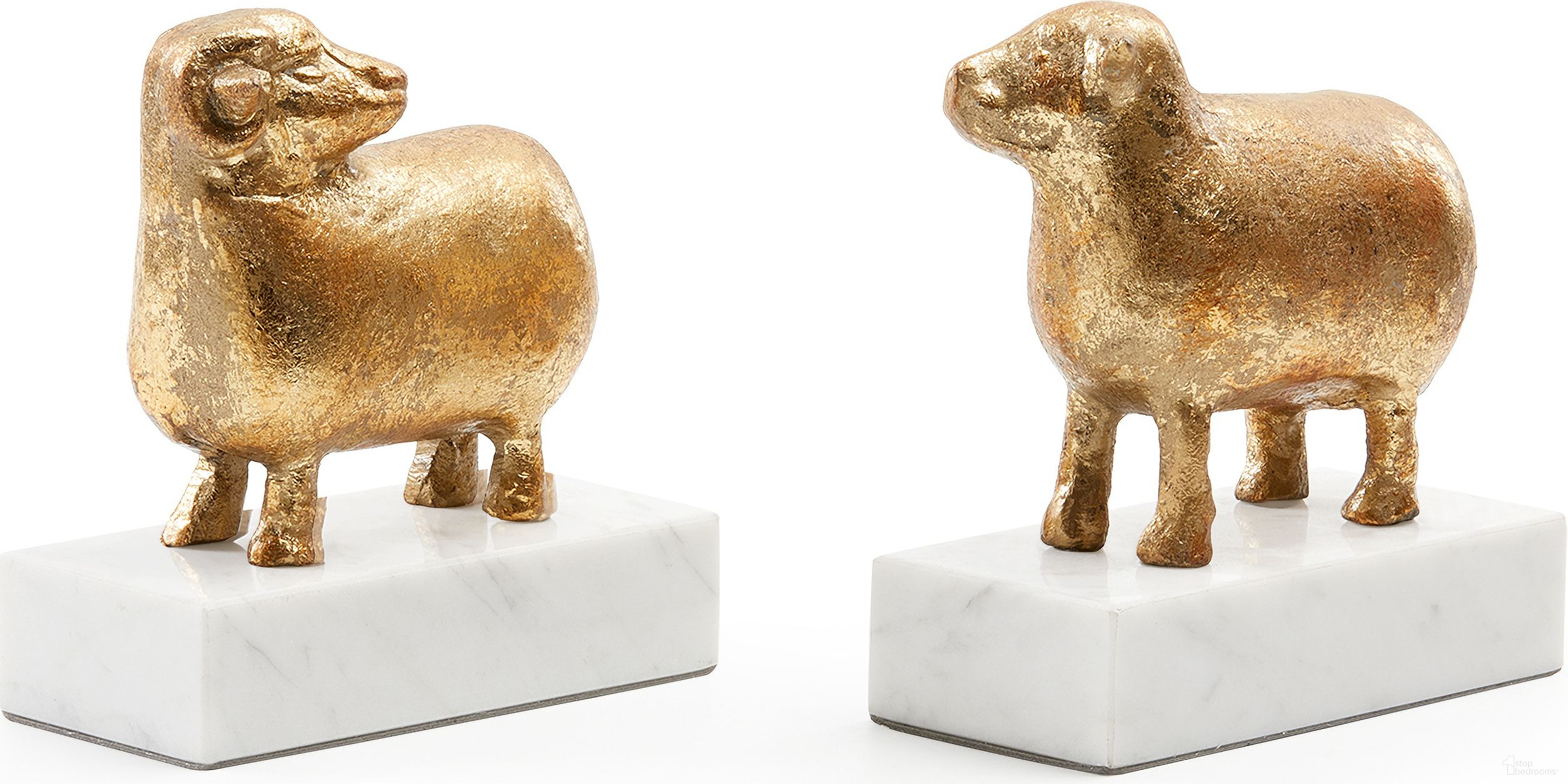 Sheep Bookends Set of 2 In Gold Leaf