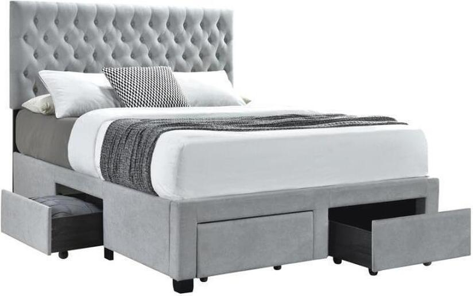 Shelburne Light Gray Upholstered Full Storage Bed by Coaster