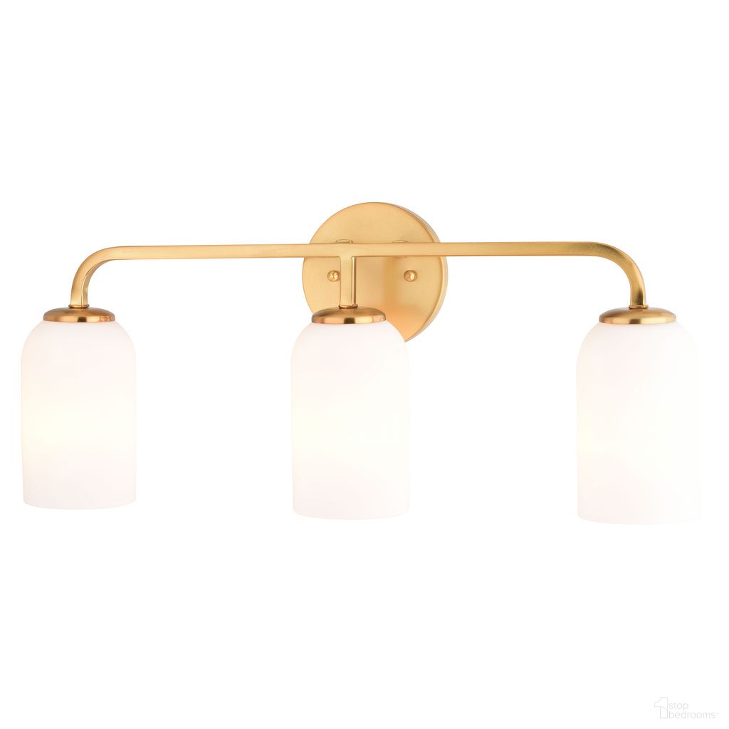 The appearance of Shelby 23 Inch 3 Light Vanity In Natural Brass designed by Vaxcel in the transitional interior design. This natural brass piece of furniture was selected by 1StopBedrooms from Shelby Collection to add a touch of cosiness and style into your home. Sku: W0484. Material: Metal.