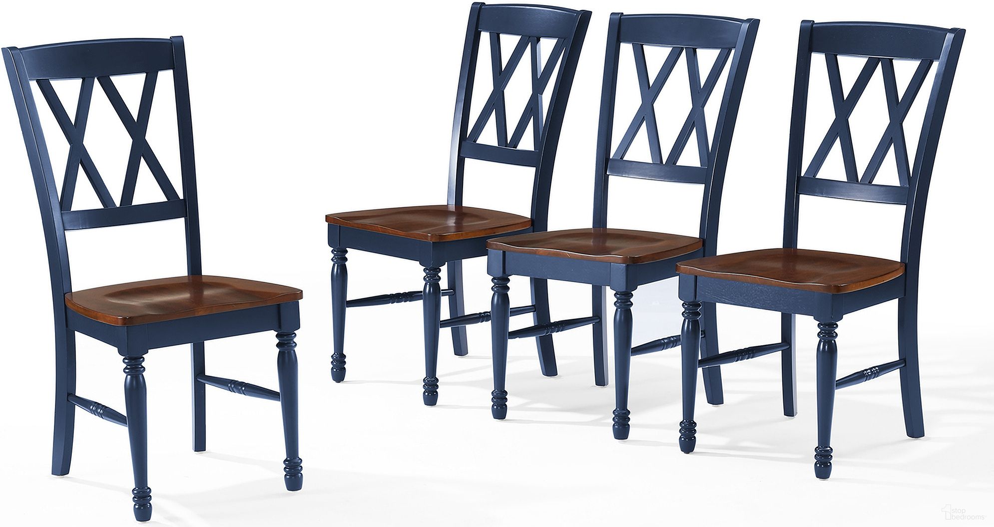 The appearance of Shelby 4-Piece Dining Chair Set In Navy designed by Crosley Brands in the traditional interior design. This navy piece of furniture was selected by 1StopBedrooms from Shelby Collection to add a touch of cosiness and style into your home. Sku: CF501018-NV;CF501018-NV. Material: Solid Rubberwood. Chair Type: Side Chair.