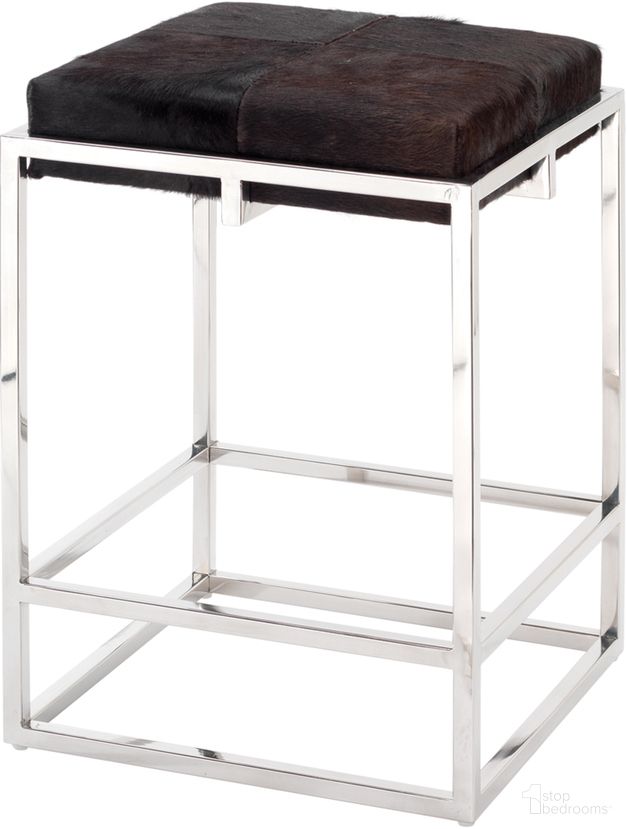 The appearance of Shelby Counter Stool in Espresso Hide &amp; Nickel Metal designed by Jamie Young Company in the modern / contemporary interior design. This espresso piece of furniture  was selected by 1StopBedrooms from Shelby Collection to add a touch of cosiness and style into your home. Sku: 20SHEL-CSES. Material: Metal.