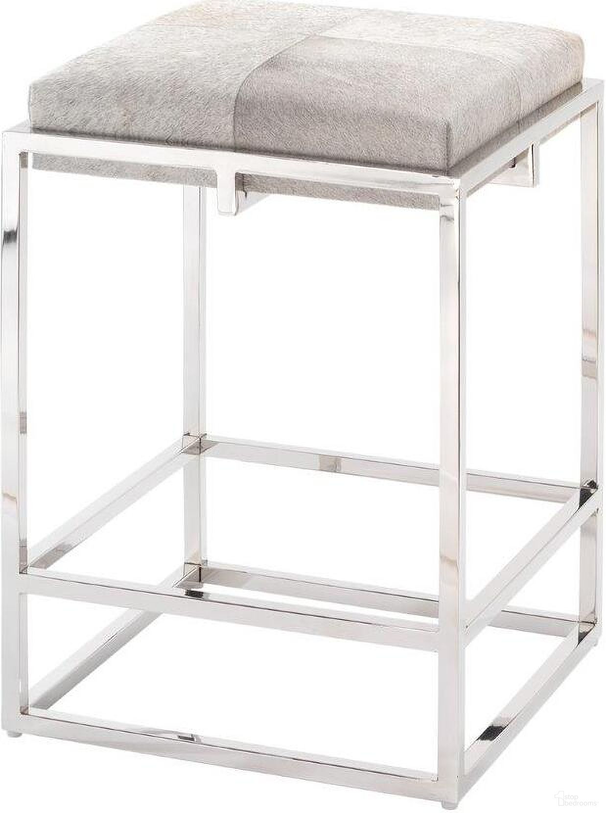 The appearance of Shelby Counter Stool in Grey Hide & Nickel Metal designed by Jamie Young Company in the modern / contemporary interior design. This grey piece of furniture was selected by 1StopBedrooms from Shelby Collection to add a touch of cosiness and style into your home. Sku: 20SHEL-CSGR. Material: Metal.