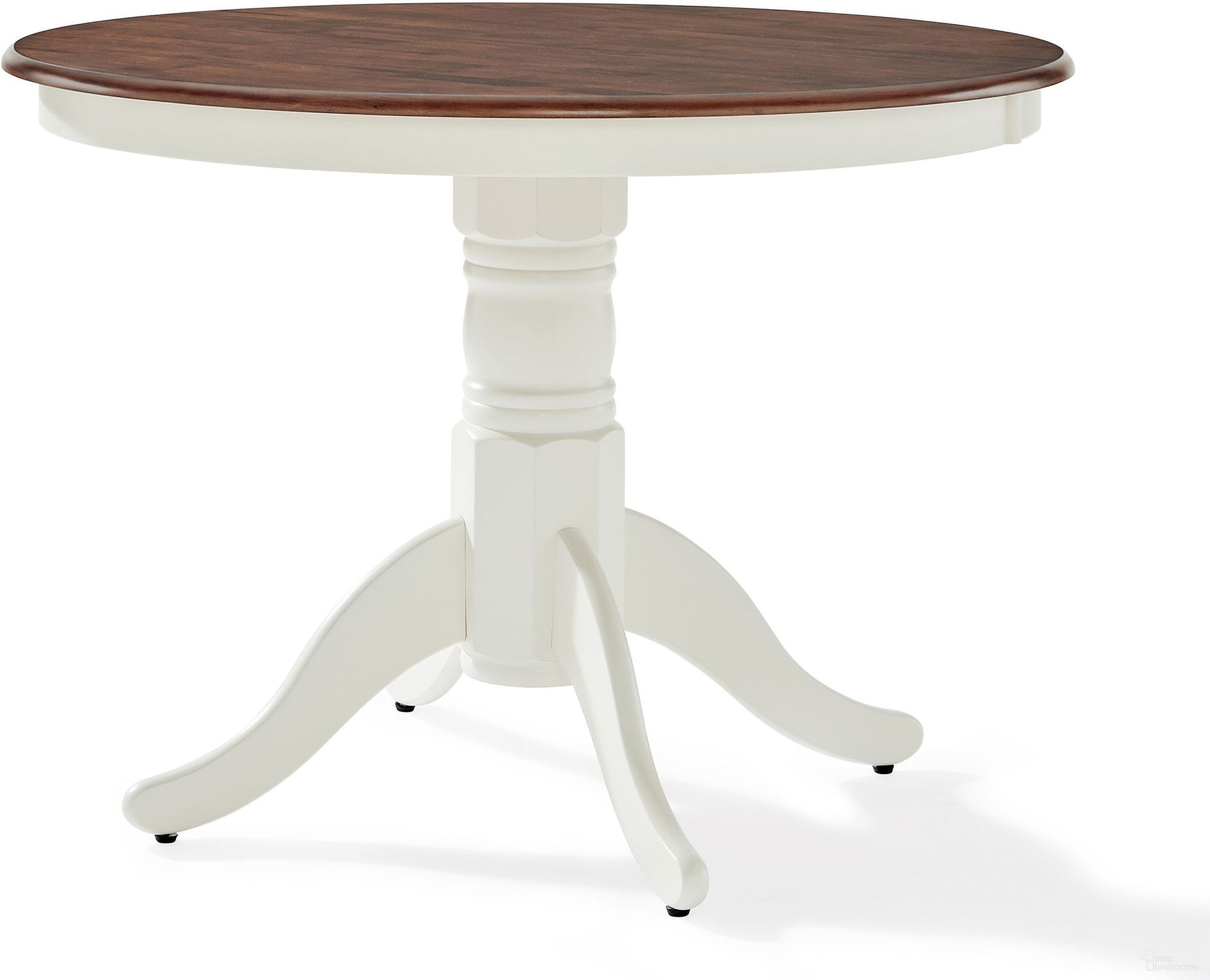 The appearance of Shelby Round Dining Table In Distressed White designed by Crosley Brands in the traditional interior design. This distressed white piece of furniture was selected by 1StopBedrooms from Shelby Collection to add a touch of cosiness and style into your home. Sku: CF2003-WH-1OF2;CF2003-WH-2OF2. Table Base Style: Pedestal. Table Top Shape: Round. Material: Rubberwood. Size: 42".