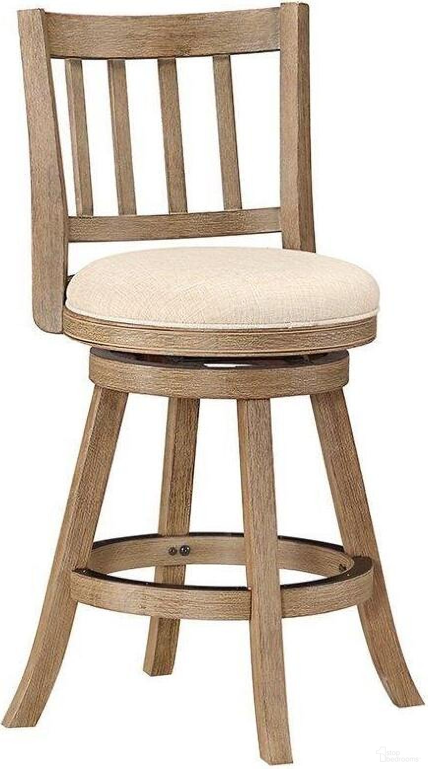 The appearance of Sheldon 24 Inch Swivel Counter Stool In Ivory designed by Boraam Industries in the transitional interior design. This ivory piece of furniture was selected by 1StopBedrooms from Sheldon Collection to add a touch of cosiness and style into your home. Sku: 76324. Material: Rubberwood.