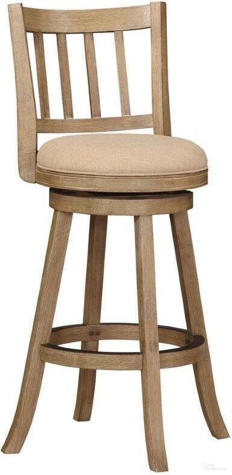 The appearance of Sheldon 29 Inch Swivel Bar Stool In Oatmeal designed by Boraam Industries in the transitional interior design. This oatmeal piece of furniture was selected by 1StopBedrooms from Sheldon Collection to add a touch of cosiness and style into your home. Sku: 76429. Material: Rubberwood.