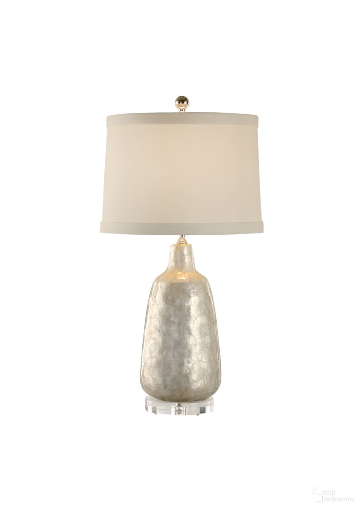 Shell Covered Urn Lamp In White and Cream