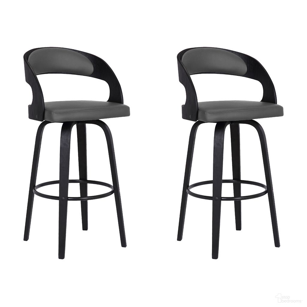 The appearance of Shelly 26 Inch Counter Height Swivel Bar Stool Set of 2 In Gray and Black designed by Armen Living in the transitional interior design. This gray and black piece of furniture was selected by 1StopBedrooms from Shelly Collection to add a touch of cosiness and style into your home. Sku: LCSHBAGRBL26;LCSHBAGRBL26. Material: Steel.