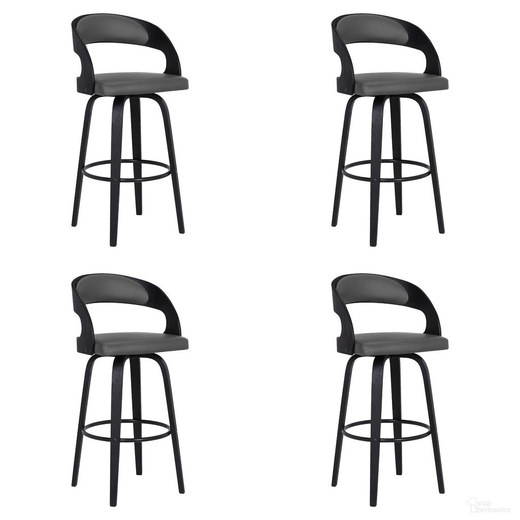 The appearance of Shelly 26 Inch Counter Height Swivel Bar Stool Set of 4 In Gray and Black designed by Armen Living in the transitional interior design. This gray and black piece of furniture was selected by 1StopBedrooms from Shelly Collection to add a touch of cosiness and style into your home. Sku: LCSHBAGRBL26;LCSHBAGRBL26;LCSHBAGRBL26;LCSHBAGRBL26. Material: Steel.