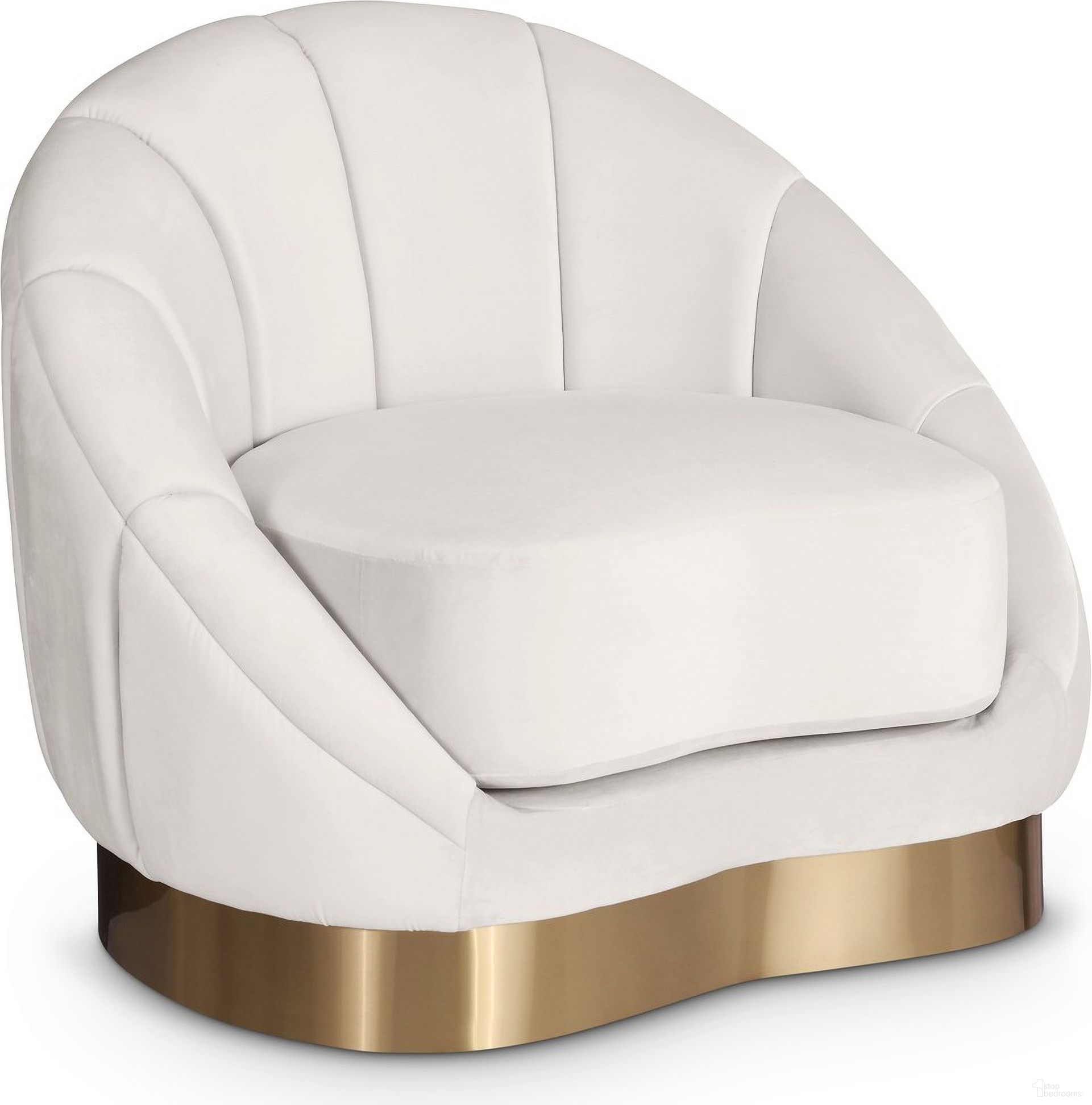 The appearance of Shelly Velvet Chair In Cream designed by Meridian in the modern / contemporary interior design. This cream velvet piece of furniture  was selected by 1StopBedrooms from Shelly Collection to add a touch of cosiness and style into your home. Sku: 623Cream-C. Material: Velvet.