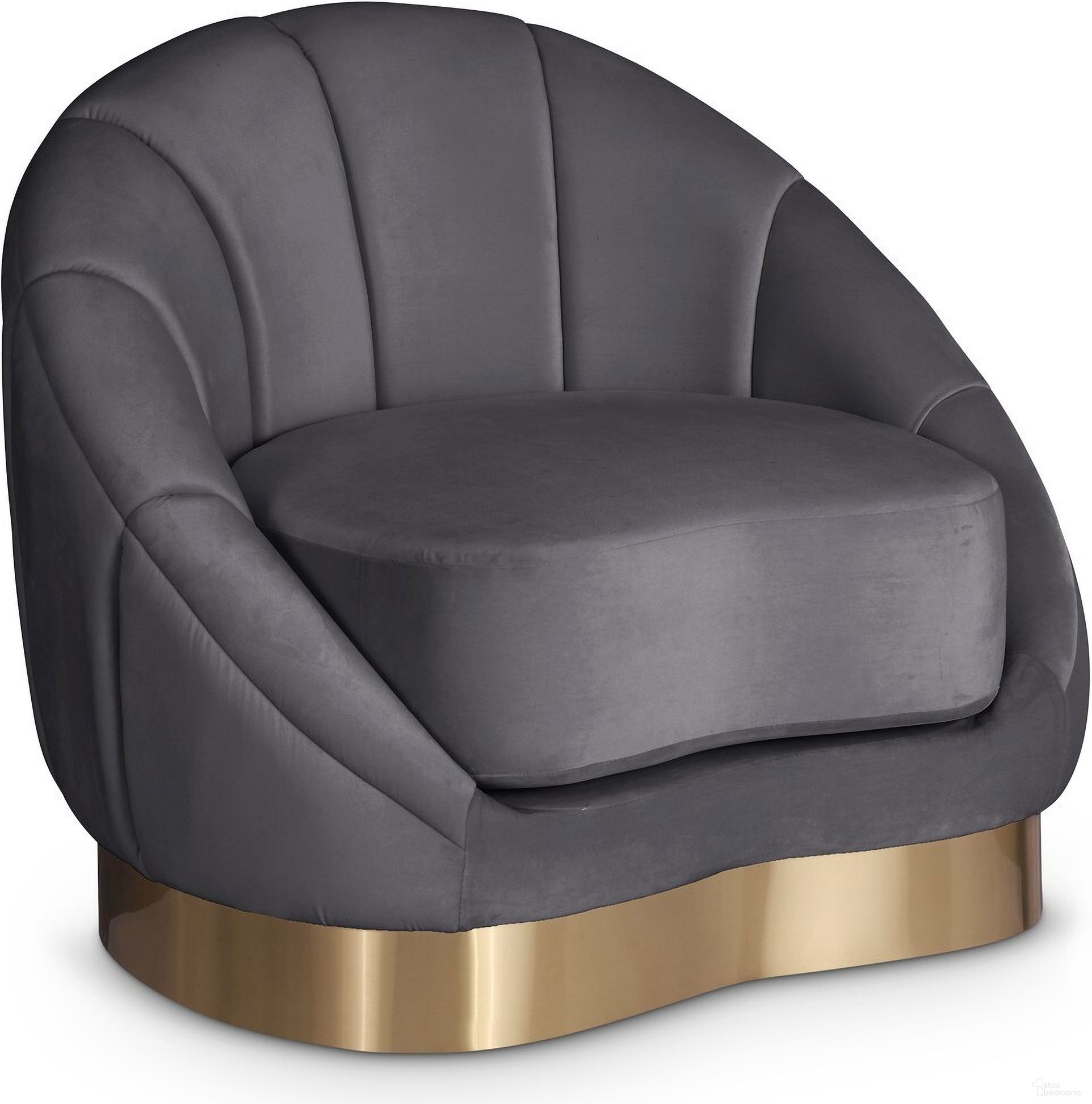 The appearance of Shelly Velvet Chair In Grey designed by Meridian in the modern / contemporary interior design. This grey piece of furniture  was selected by 1StopBedrooms from Shelly Collection to add a touch of cosiness and style into your home. Sku: 623Grey-C. Material: Velvet.