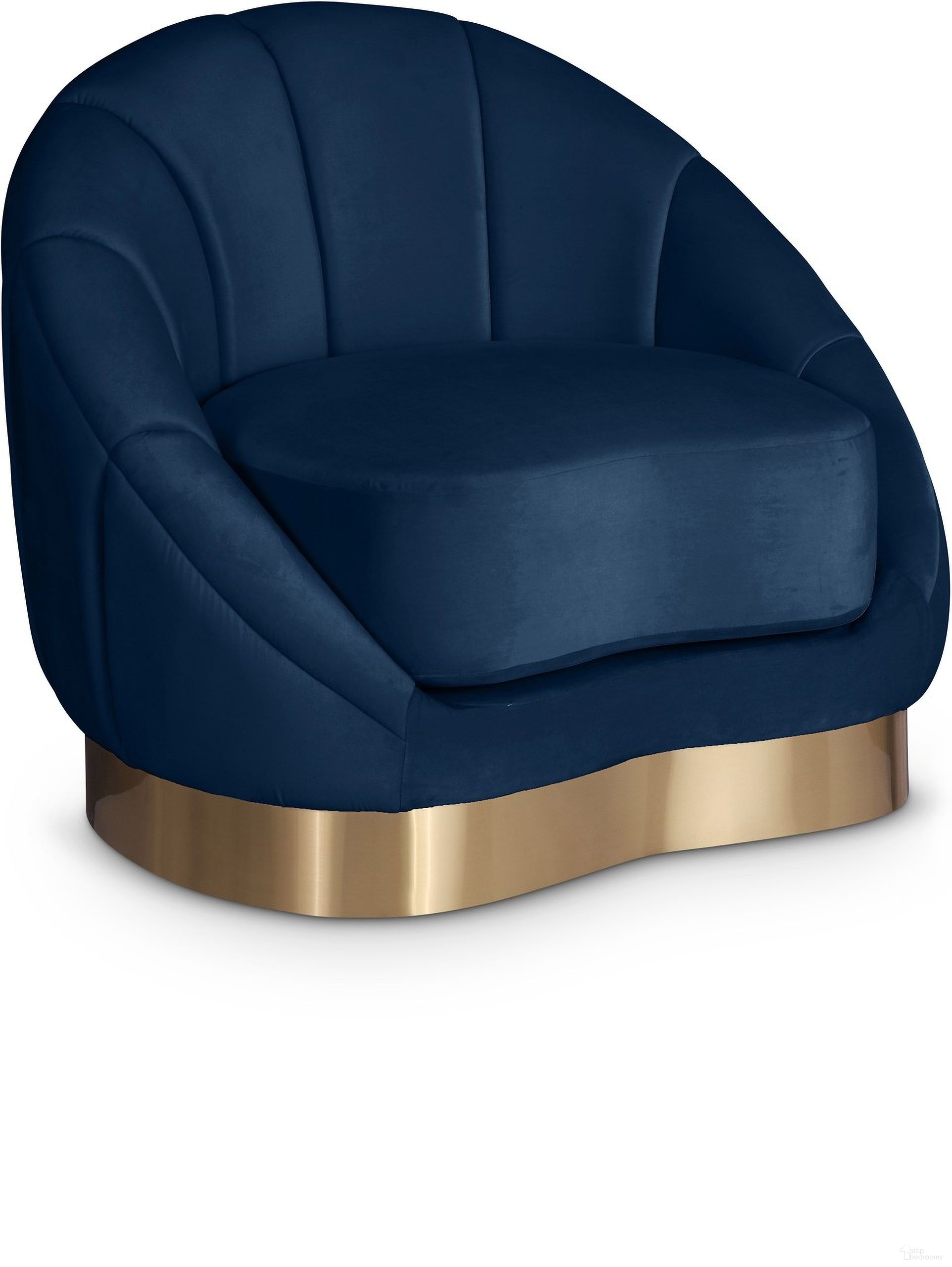 The appearance of Shelly Velvet Chair In Navy designed by Meridian in the modern / contemporary interior design. This navy piece of furniture was selected by 1StopBedrooms from Shelly Collection to add a touch of cosiness and style into your home. Sku: 623Navy-C. Material: Velvet.