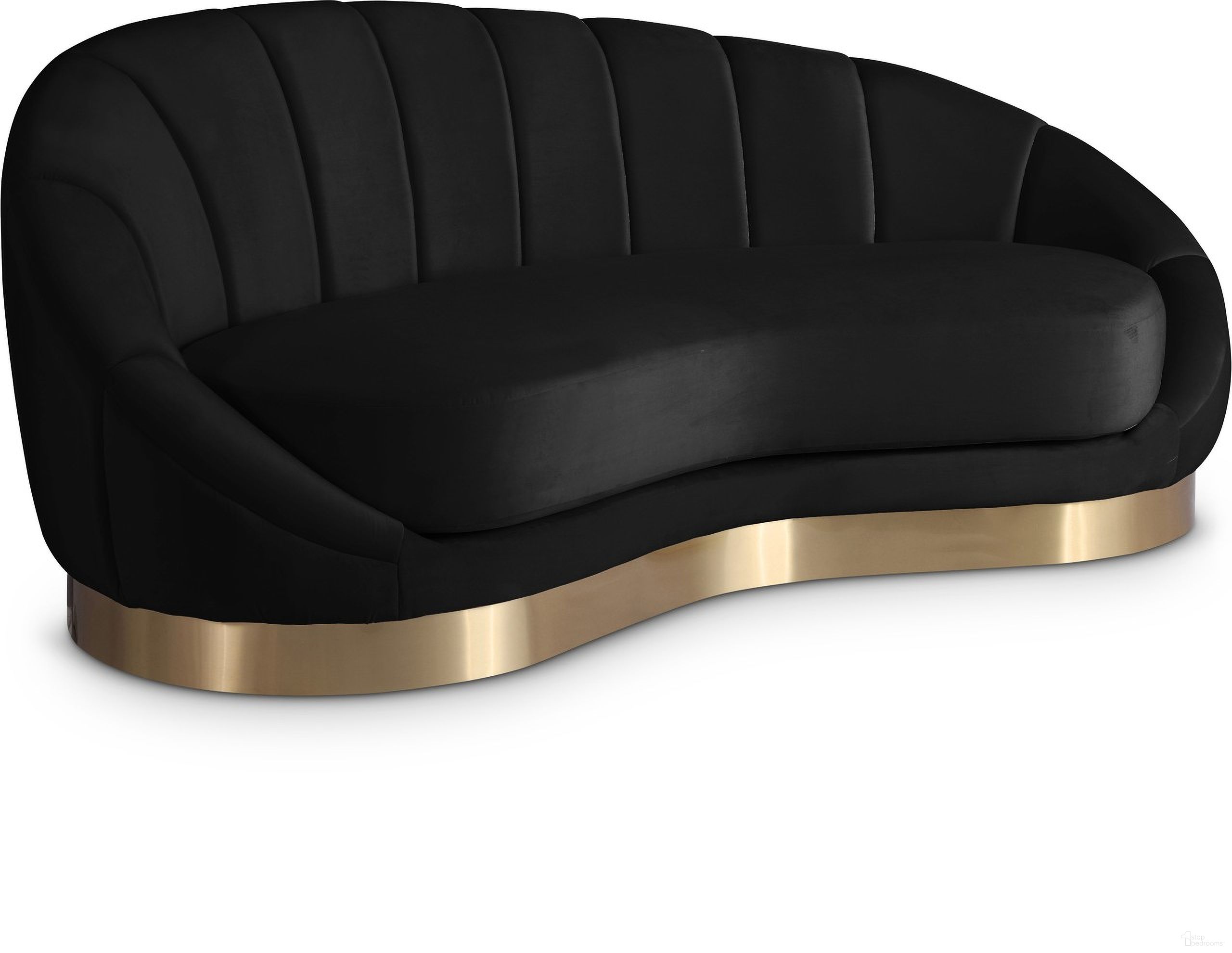 The appearance of Shelly Velvet Chaise In Black designed by Meridian in the modern / contemporary interior design. This black piece of furniture  was selected by 1StopBedrooms from Shelly Collection to add a touch of cosiness and style into your home. Sku: 623Black-Chaise. Material: Velvet.