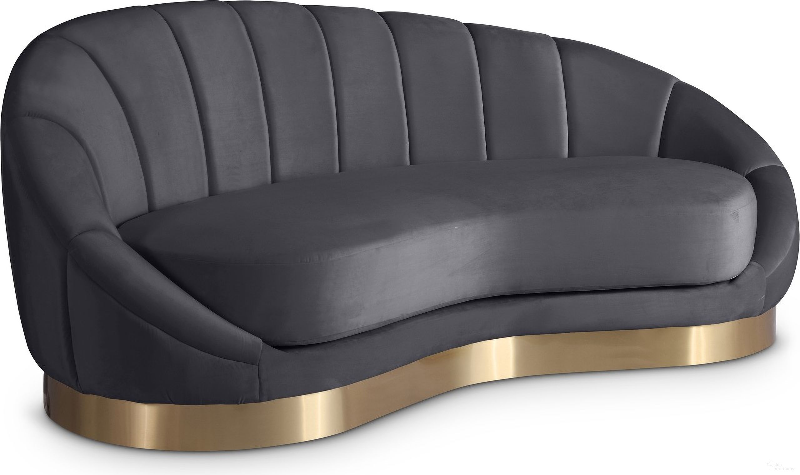 The appearance of Shelly Velvet Chaise In Grey designed by Meridian in the modern / contemporary interior design. This grey piece of furniture  was selected by 1StopBedrooms from Shelly Collection to add a touch of cosiness and style into your home. Sku: 623Grey-Chaise. Material: Velvet.