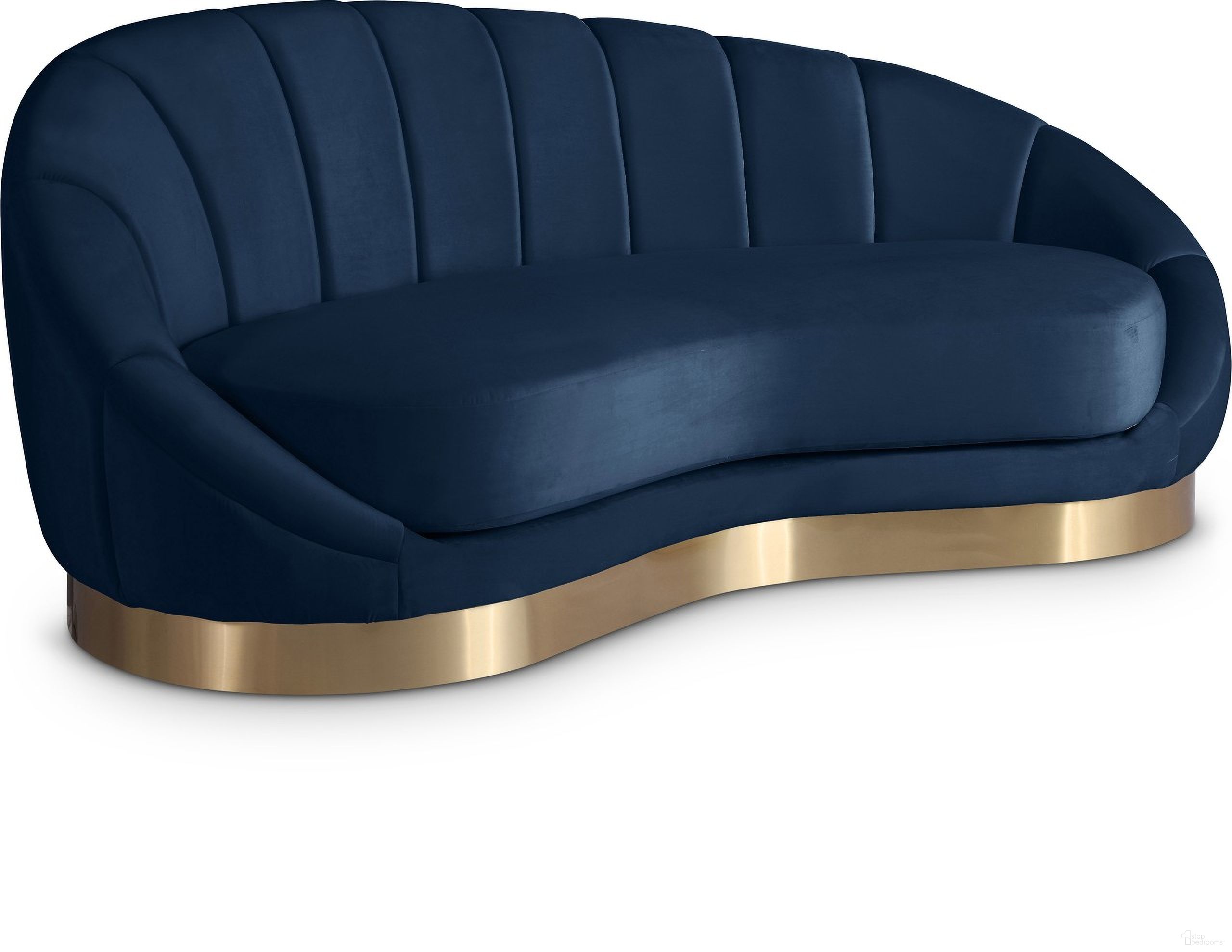 The appearance of Shelly Velvet Chaise In Navy designed by Meridian in the modern / contemporary interior design. This navy piece of furniture  was selected by 1StopBedrooms from Shelly Collection to add a touch of cosiness and style into your home. Sku: 623Navy-Chaise. Material: Velvet.