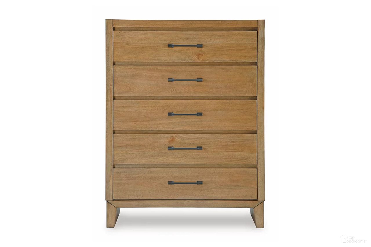 The appearance of Sherbana Chest of Drawers In Light Brown designed by Signature Design by Ashley in the transitional interior design. This light brown piece of furniture was selected by 1StopBedrooms from Sherbana Collection to add a touch of cosiness and style into your home. Sku: B833-46. Material: Wood.