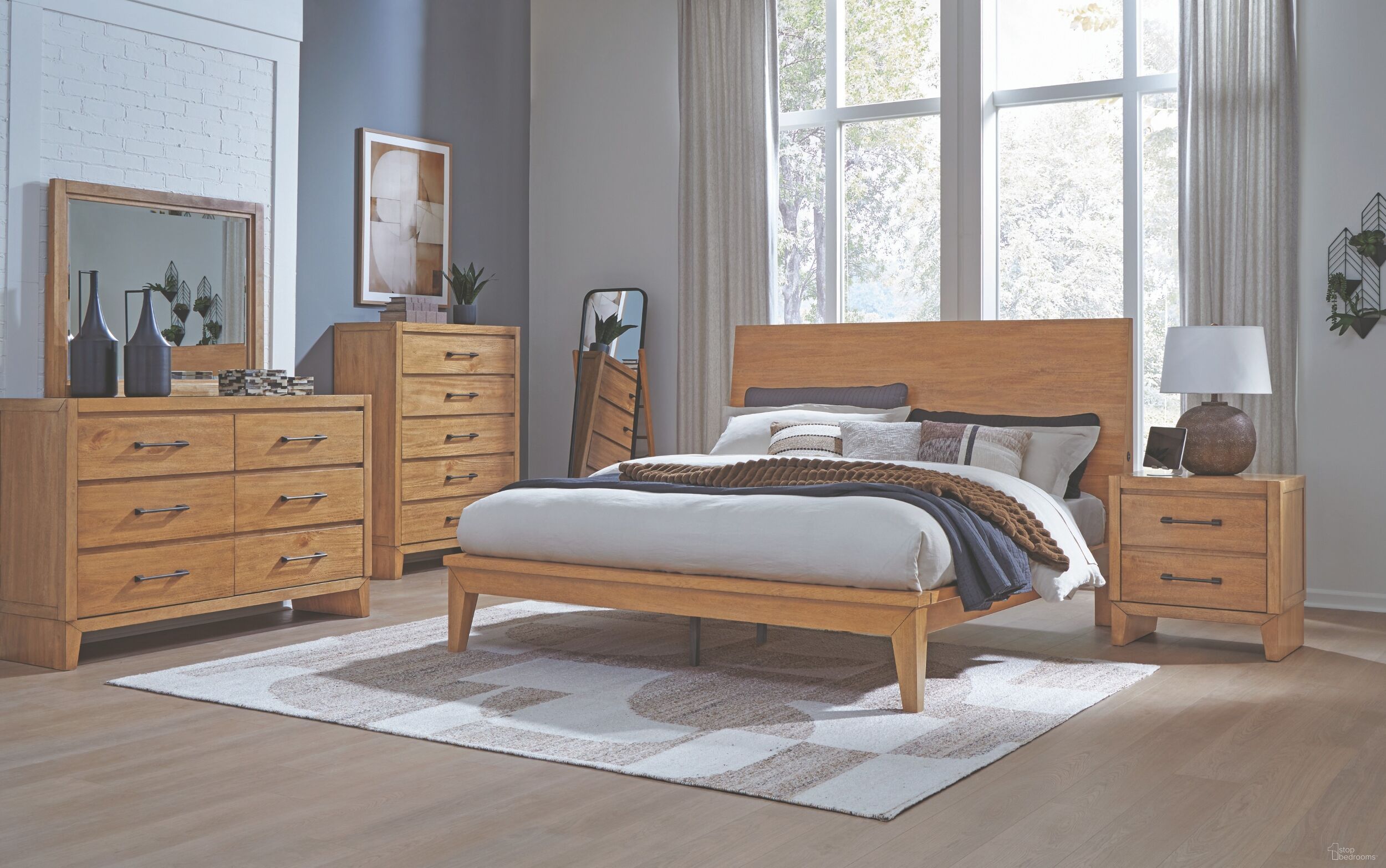 Sherbana Panel Bedroom Set In Light Brown