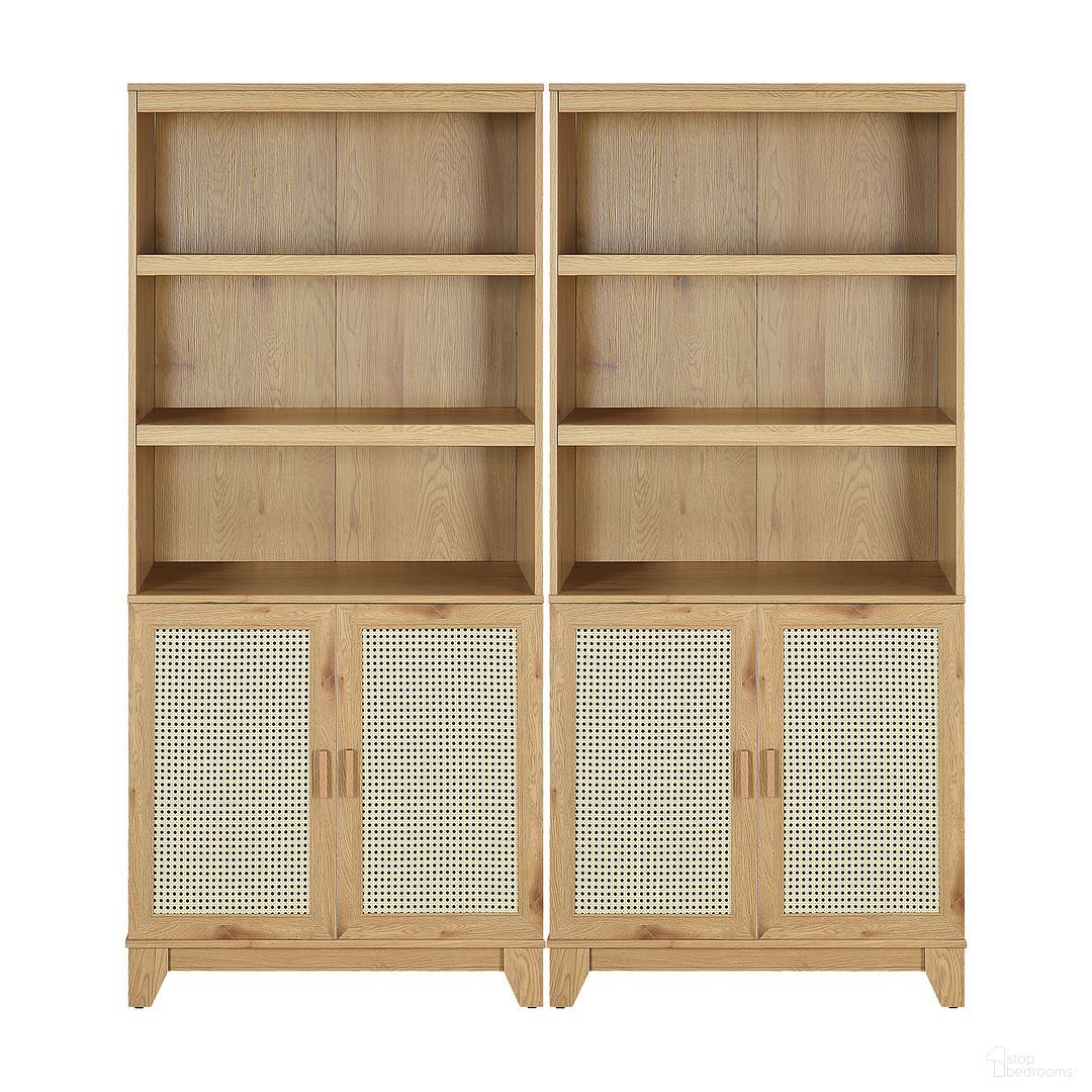 The appearance of Sheridan Bookcase Cabinet Set of 2 In Nature designed by Manhattan Comfort in the transitional interior design. This nature piece of furniture was selected by 1StopBedrooms from Sheridan Collection to add a touch of cosiness and style into your home. Sku: BC-6GLF-NA;BC-6GLF-NA. Material: MDF.