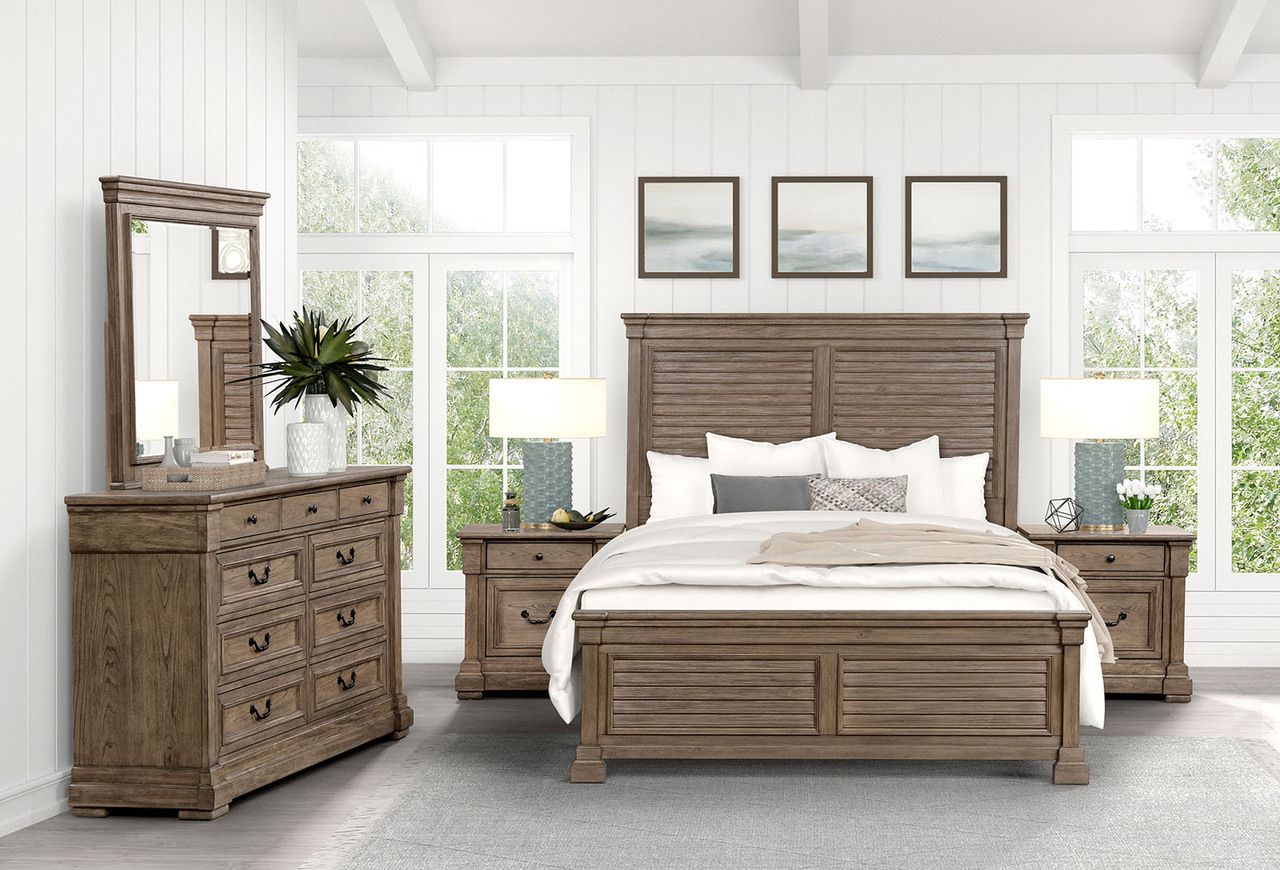 The appearance of Sheringham Queen Bed In Weathered Gray designed by Furniture of America in the transitional interior design. This weathered gray piece of furniture was selected by 1StopBedrooms from Sheringham Collection to add a touch of cosiness and style into your home. Sku: FM7701BR-Q-FB;FM7701BR-Q-HB;FM7701BR-R. Bed Size: Queen. Material: Solid Wood.