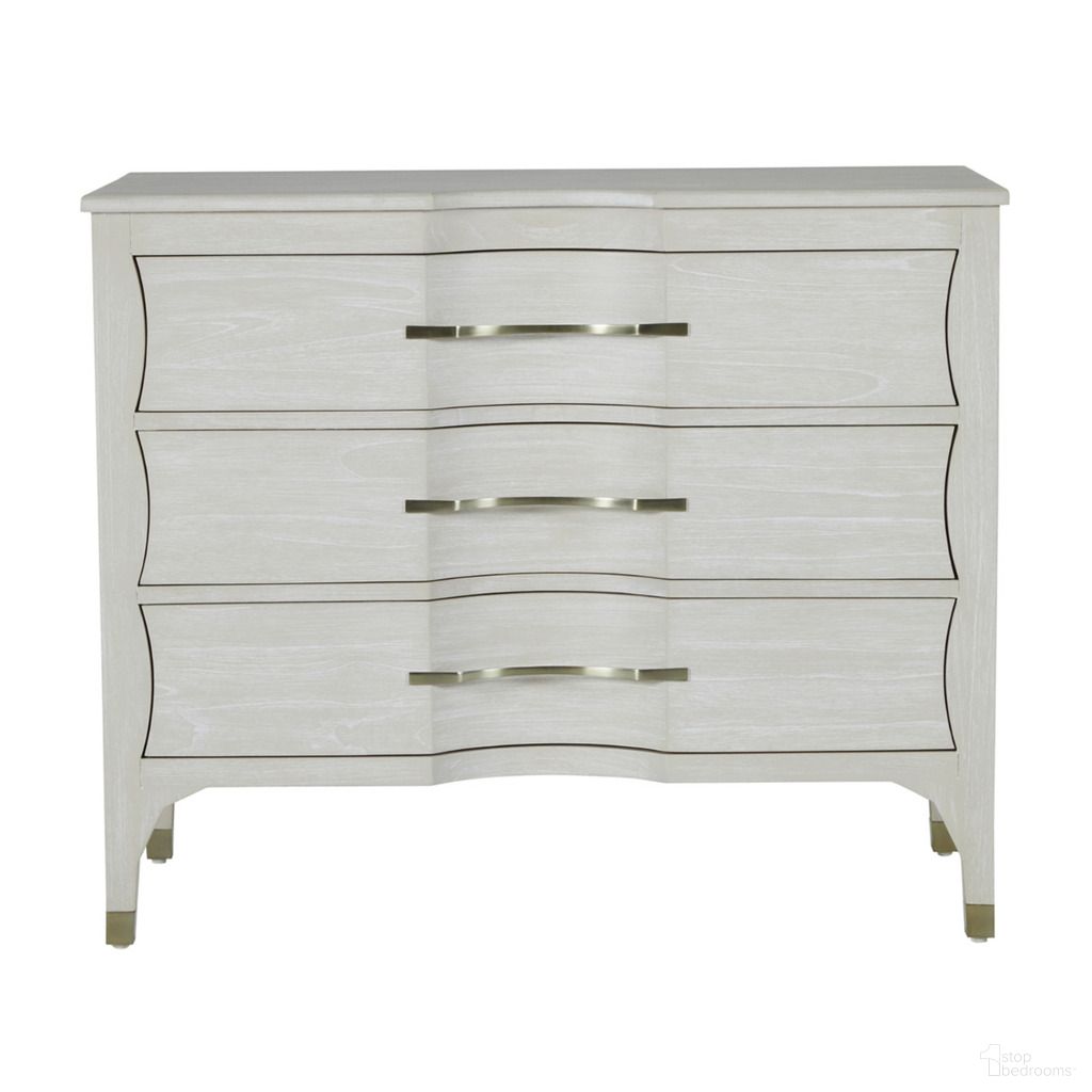 The appearance of Sherman Chest In Cerused White and Stainless Gold designed by Gabby in the transitional interior design. This cerused white/stainless gold piece of furniture was selected by 1StopBedrooms from Sherman Collection to add a touch of cosiness and style into your home. Sku: SCH-168220. Material: Mindi Veneer.