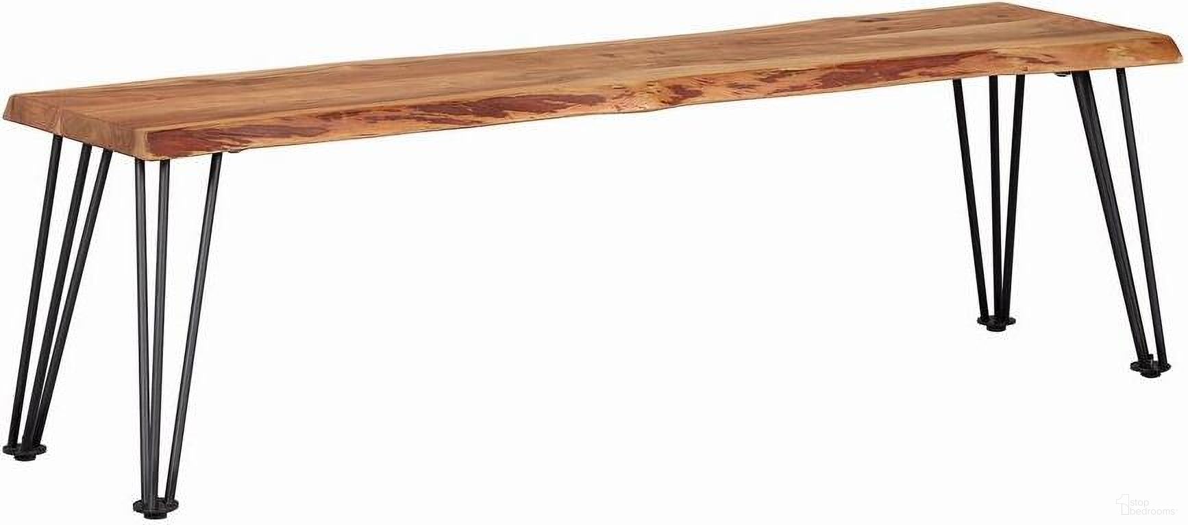 The appearance of Sherman Bench Natural Acacia and Matte Black designed by Coaster in the country / farmhouse interior design. This natural acacia piece of furniture  was selected by 1StopBedrooms from Sherman Collection to add a touch of cosiness and style into your home. Sku: 190913B1;190913B2. Material: Wood.